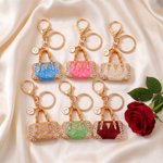 Personalised Multicolour Enamel Mini Bag Keyring with Initial Daily Use Anniversary Birthday Gift for Woman Girl