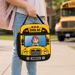 Personalized 3D-Effect Artwork Photo Vehicle Design Insulated Kids Lunch Bag with Name Back to School Birthday Gift for Kids Boys Girls
