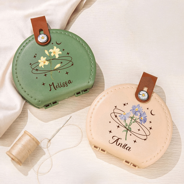 Personalised Birth Flower Sewing Kit Box with Name Daily Storage Birthday Anniversary Gift for Sewing Lover Mother Sister
