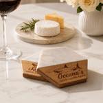 Personalised Shark Acacia Marble 11 Pcs Chopping Board Coaster Set with Name Kitchen Use Housewarming Birthday Gift for Family Friends