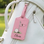 Personalised Golf Flag PU Leather Luggage Tag with Name Travel Accessories Birthday Travel Golf Tournament Award Gift for Golf Lovers Players