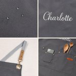 Personalised Simple Style Embroidered Name Adjustable Canvas Apron with Pocket Birthday Baking Salon Gift for Baker Barista Hairstylist