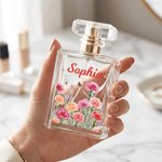 Personalized Birth Flower Glass Refillable Perfume Bottle with Name Daily Use Travel Atomizer Birthday Gift for Women Girls Friends