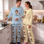 Personalised Pet Face Photo Fun Pattern Soft Long-Sleeve Lounge Pyjama Set with Name Home Wear Birthday Gift for Pet Lovers Owners