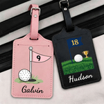 Personalised Golf Flag PU Leather Luggage Tag with Name Travel Accessories Birthday Travel Golf Tournament Award Gift for Golf Lovers Players