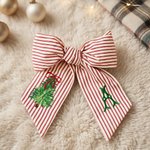 Personalised Embroidery Wreath Christmas Tree Red Ticking Stripe Sash with Initial Home Decor Housewarming Family Gift for Mum Gran Housewife