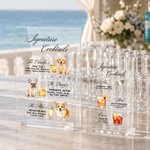 Personalized Signature Cocktails Pet Photo Acrylic Drink Menu with Title and Cocktail Formula Table Decor Wedding Party Gift for Couples Newlyweds