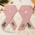 Personalised Embroidery Wreath Christmas Tree Red Ticking Stripe Sash with Initial Home Decor Housewarming Family Gift for Mum Gran Housewife