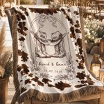 Custom Cowboy Tassel Throw Blanket with Names | Birthday Anniversary Wedding Gift for Newlyweds