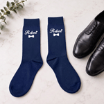 Personalised Monogram Design 100% Cotton Men's Wedding Socks with Name and Initial Engagement Wedding Party Gift for Groomsman