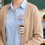 Enrouleur de badge personnalisé en forme de crayon et de pomme, multicolore, avec initiale, titre et nom de famille – Cadeau de la Journée des enseignants pour un enseignant, un mentor ou un coach, à 