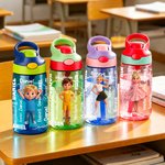 Personalized Cartoon Character BPA-Free 16 oz Transparent Water Bottle with Straw and Name Back to School Gift for Kids