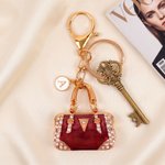 Personalised Multicolour Enamel Mini Bag Keyring with Initial Daily Use Anniversary Birthday Gift for Woman Girl