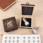 Personalised Dragon Silhouette Book Stamp with Ink and Wooden Box Birthday Library Bookish Gift for Librarian Book Lover