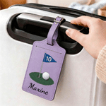 Personalised Golf Flag PU Leather Luggage Tag with Name Travel Accessories Birthday Travel Golf Tournament Award Gift for Golf Lovers Players