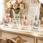 Personalised Birth Flower Refillable Perfume Bottle with Name Anniversary Wedding Gift for Woman Bride Bridesmaid