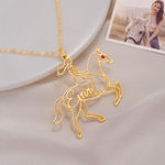 Personalised Elegant Horse Silhouette Birthstone Necklace With Name Horse Show Competition Birthday Gift for Women Equestrians
