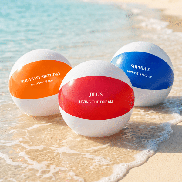 Personalised Multicolour Stripe Beach Ball with Text and Optional Air Pump Summer Pool Beach Party Favor for Family Friend