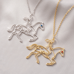 Personalised Elegant Horse Silhouette Birthstone Necklace With Name Horse Show Competition Birthday Gift for Women Equestrians