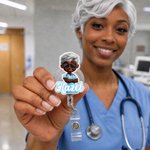 Personalized Cartoon Medical Character Acrylic Retractable Badge Reel with Name Nurses' Day Appreciation Birthday Gift for Doctor Nurse