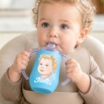 Personalised Watercolour Photo 10 oz Thermal Insulated Sippy Cup with Name Baby Shower Toddler Birthday Gift for Kids Boys Girls