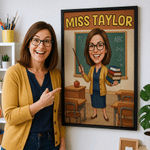 Personalized Funny Comic Book Style Teacher Photo Canvas Prints with Text Home Wall Decor Ship from USA Back to School Gift for Teacher Educator
