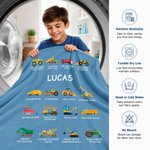 Personalised Construction Truck Blanket with Name – Soft Anti-Pilling Fleece Toddler Throw Gift for Kids