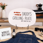 Personlig grillplate til pappa med tekst og stativ – grilldekorasjon og bursdagsgave til pappa
