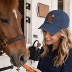 Gorra de béisbol personalizada con foto de caballo y personaje con herradura multicolor y nombre uso diario regalo de cumpleaños para amigos jinetes