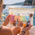 Personalized Butterfly Heart Pattern Oil Painting Style Waterproof Zipper Beach Bag with Name Beach Party Birthday Gift for Kids Women