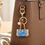 Personalised Multicolour Enamel Mini Bag Keyring with Initial Daily Use Anniversary Birthday Gift for Woman Girl