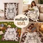 Custom Cowboy Tassel Throw Blanket with Names | Birthday Anniversary Wedding Gift for Newlyweds