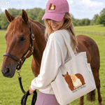 Personalised Rider and Horse Photo Large Capacity Corduroy Tote Bag with Names Daily Use Travel Birthday Gift for Horse Lovers Friends