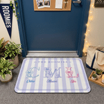 Personalized the Roomies Multicolour Stripe Anti-Slip Doormat with Name and Bow Initial Dorm Room Decor Back to School Birthday Gift for Women Friends