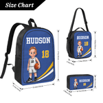 Personalized Cartoon Basketball Player Backpack Lunch Bag Pencil Case with Name and Number Back to School Gift for Kids Basketball Players Lovers