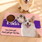 Personalized Funny Pet Photo PU Leather Waterproof Pet Feeding Mat with Name and Text Pet Supplies Birthday Gift for Pet Owner