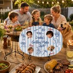 Personlig tilpasset grillpynt, 1–6 ansiktsbilder, ovalt tallerkenpynt med navn og stativ – interiørpynt, innflyttingsgave, gave til grillfest for familien