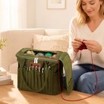 Personalised Crochet Hook Design Multi-Compartment Storage Bag with PU Leather Name Label Anniversary Birthday Gift for Grandma Knitting Lover