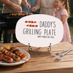 Personlig grillplate til pappa med tekst og stativ – grilldekorasjon og bursdagsgave til pappa