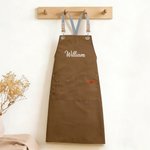 Personalised Simple Style Embroidered Name Adjustable Canvas Apron with Pocket Birthday Baking Salon Gift for Baker Barista Hairstylist