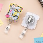 Enrouleur de badge personnalisé en forme de crayon et de pomme, multicolore, avec initiale, titre et nom de famille – Cadeau de la Journée des enseignants pour un enseignant, un mentor ou un coach, à 