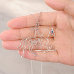 Personalised Elegant Horse Silhouette Birthstone Necklace With Name Horse Show Competition Birthday Gift for Women Equestrians