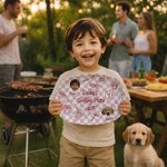 Personlig tilpasset grillpynt, 1–6 ansiktsbilder, ovalt tallerkenpynt med navn og stativ – interiørpynt, innflyttingsgave, gave til grillfest for familien