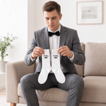 Personalised Monogram Design 100% Cotton Men's Wedding Socks with Name and Initial Engagement Wedding Party Gift for Groomsman