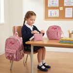Personalized Bow Grid Pattern School Backpack Lunch Bag Storage Bag Set with Embroidered Name Back to School Birthday Gift for Girls