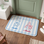 Personalized the Roomies Multicolour Stripe Anti-Slip Doormat with Name and Bow Initial Dorm Room Decor Back to School Birthday Gift for Women Friends