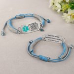 Personalised Adjustable Rope Medical Alert ID Bracelet with Birthstone and Text Emergency Allergy Gift for Men Women