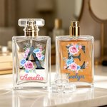 Personalised Watercolour Floral Initial Refillable Perfume Bottle with Name Daily Use Bridal Party Keepsake Birthday Gift for Woman Bride Bridesmaid