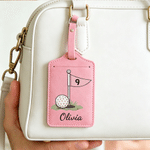 Personalised Golf Flag PU Leather Luggage Tag with Name Travel Accessories Birthday Travel Golf Tournament Award Gift for Golf Lovers Players