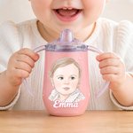 Personalised Watercolour Photo 10 oz Thermal Insulated Sippy Cup with Name Baby Shower Toddler Birthday Gift for Kids Boys Girls